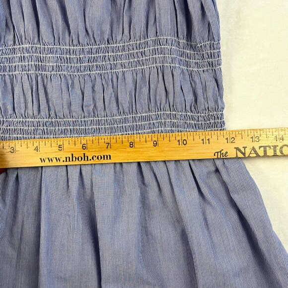 Who What Wear Blue White Striped Smocked Midi Dress Ruffle Straps XS Cottagecore - Picture 5 of 10